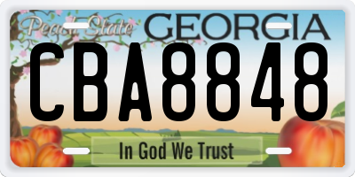 GA license plate CBA8848