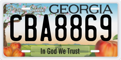 GA license plate CBA8869