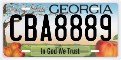 GA license plate CBA8889