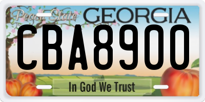 GA license plate CBA8900