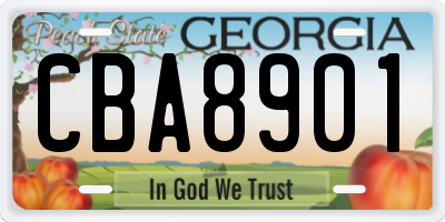 GA license plate CBA8901
