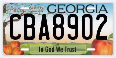 GA license plate CBA8902