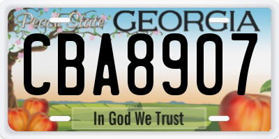 GA license plate CBA8907