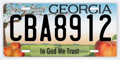 GA license plate CBA8912