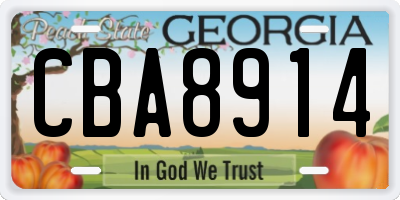 GA license plate CBA8914