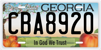 GA license plate CBA8920