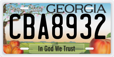 GA license plate CBA8932