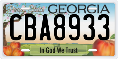GA license plate CBA8933
