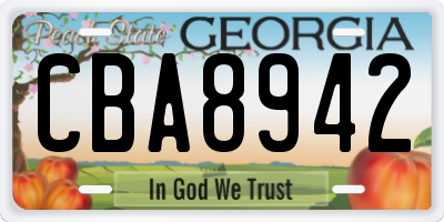 GA license plate CBA8942