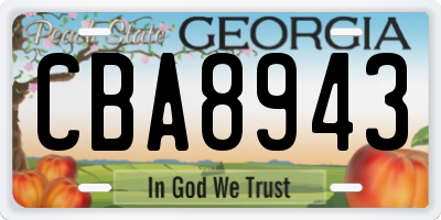 GA license plate CBA8943