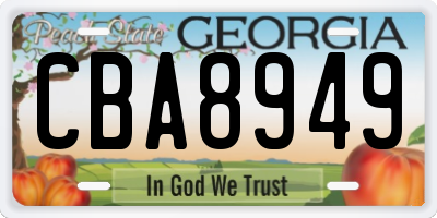 GA license plate CBA8949