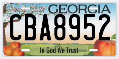 GA license plate CBA8952