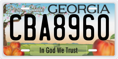 GA license plate CBA8960