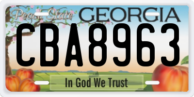 GA license plate CBA8963