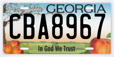 GA license plate CBA8967
