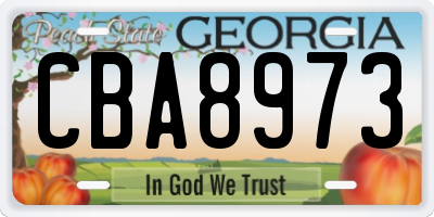 GA license plate CBA8973