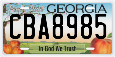 GA license plate CBA8985