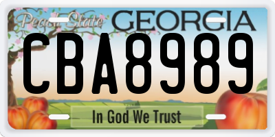 GA license plate CBA8989