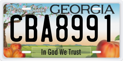 GA license plate CBA8991