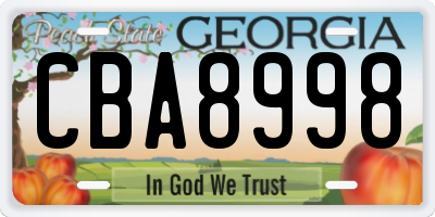 GA license plate CBA8998