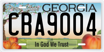 GA license plate CBA9004