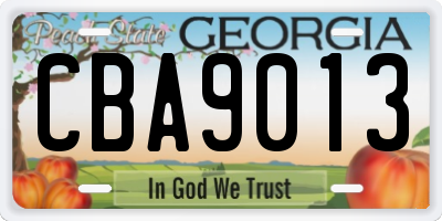 GA license plate CBA9013