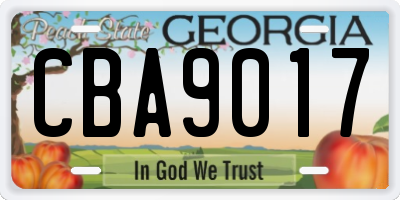 GA license plate CBA9017