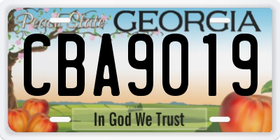 GA license plate CBA9019