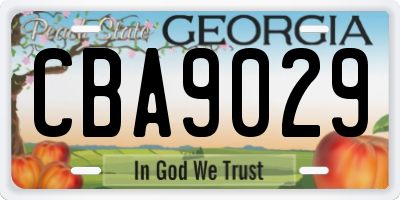 GA license plate CBA9029