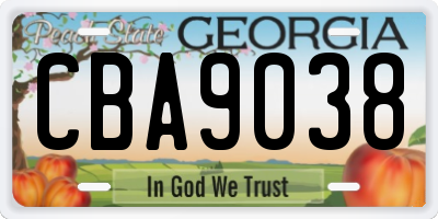 GA license plate CBA9038