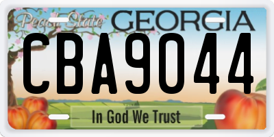 GA license plate CBA9044
