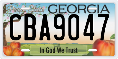 GA license plate CBA9047
