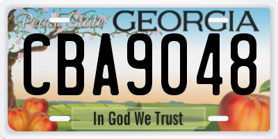 GA license plate CBA9048