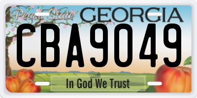 GA license plate CBA9049