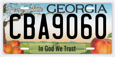 GA license plate CBA9060