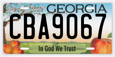 GA license plate CBA9067