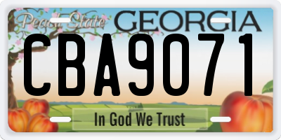 GA license plate CBA9071