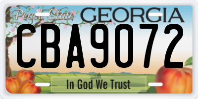 GA license plate CBA9072