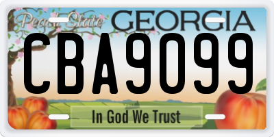GA license plate CBA9099
