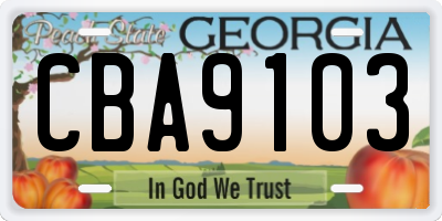 GA license plate CBA9103