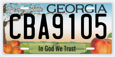 GA license plate CBA9105