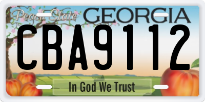 GA license plate CBA9112