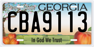GA license plate CBA9113