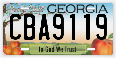 GA license plate CBA9119