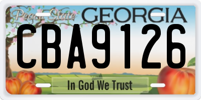 GA license plate CBA9126