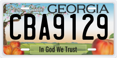GA license plate CBA9129
