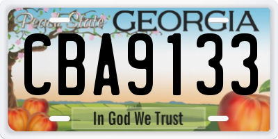 GA license plate CBA9133