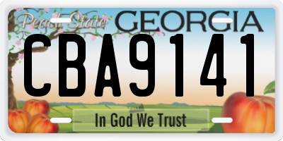 GA license plate CBA9141
