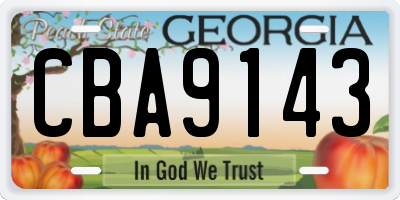 GA license plate CBA9143