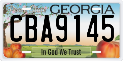 GA license plate CBA9145